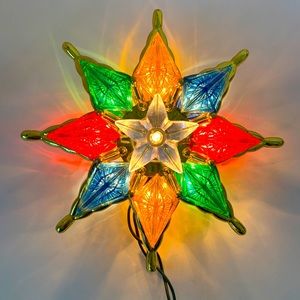 Vtg. 1993 Decorative Out Fit 3D 10 Light Multicolor Christmas Star Tree Topper